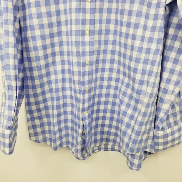 Cafe Coton Exclusive Blue and White Plaid Button Down Dress Shirt 43 / 17 - Picture 6 of 11